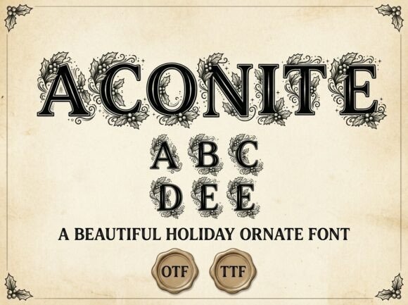 Aconite: Integrating Vintage Botanical Typography into Holiday Design
